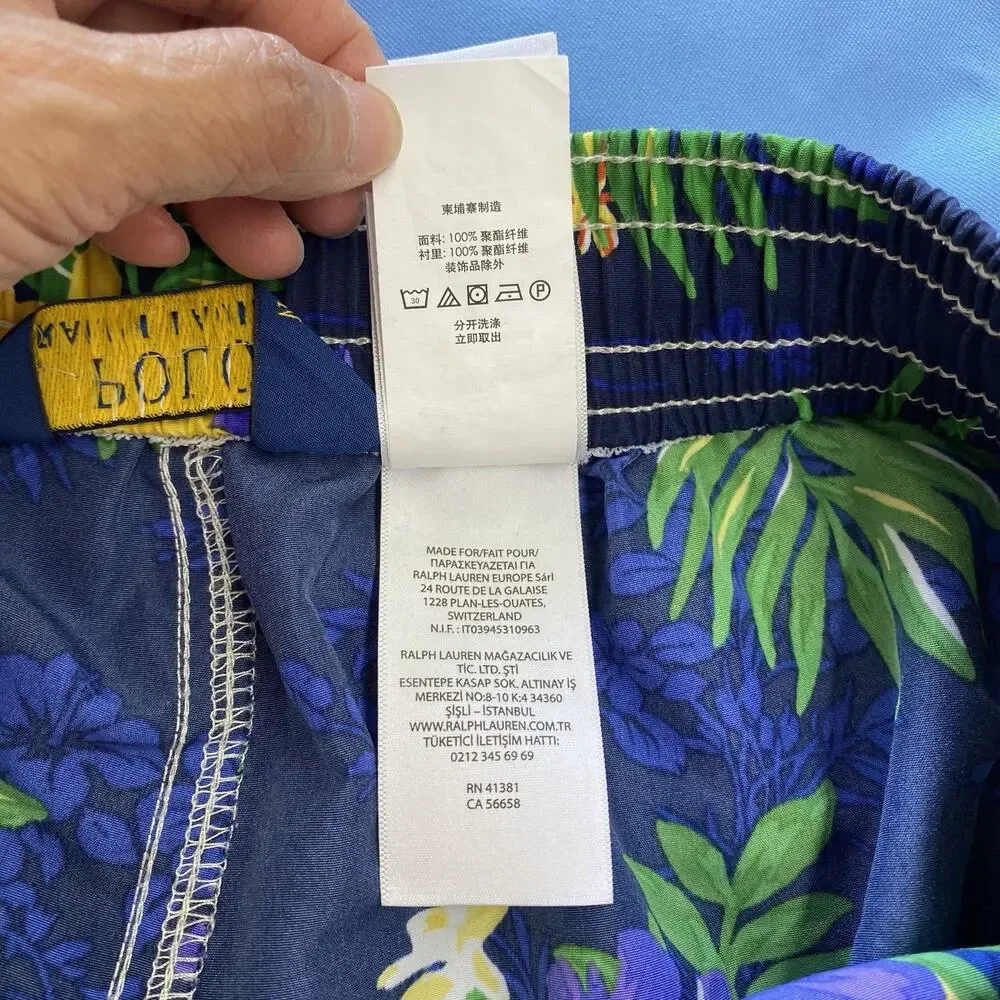 Polo Ralph Lauren Hawaiian Tropical Floral Swim Trunks Shorts Medium Unlined